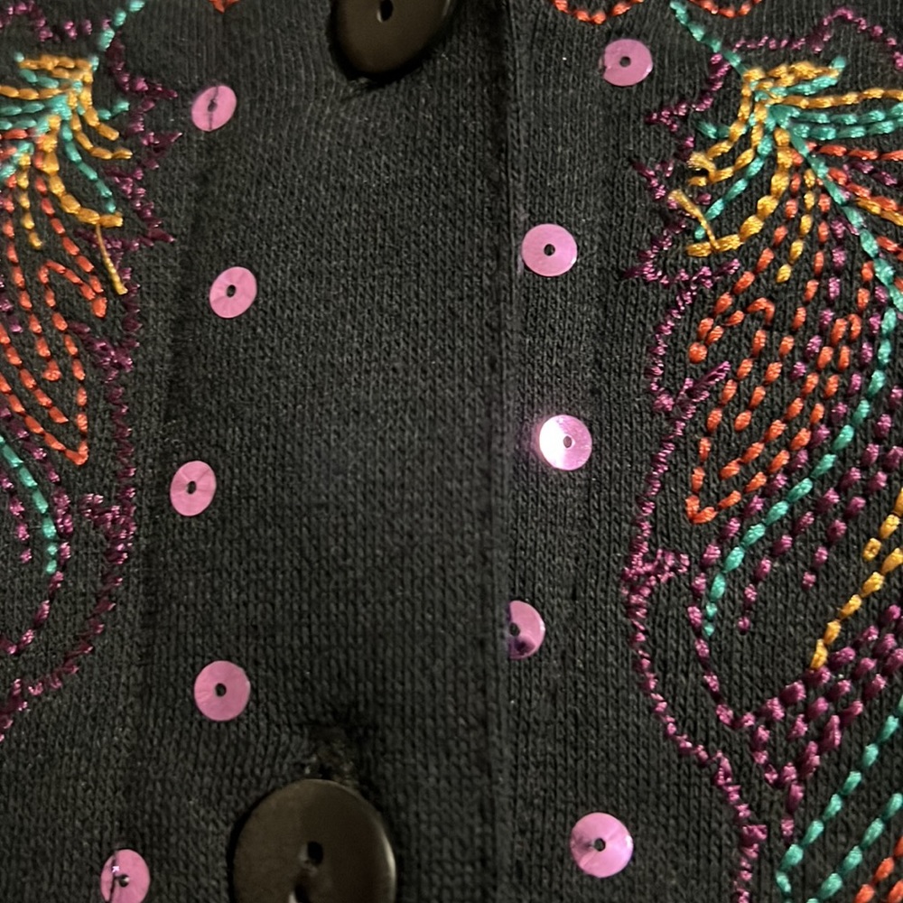 Shenanigans Black Button Down With Sequin & Embro… - image 7